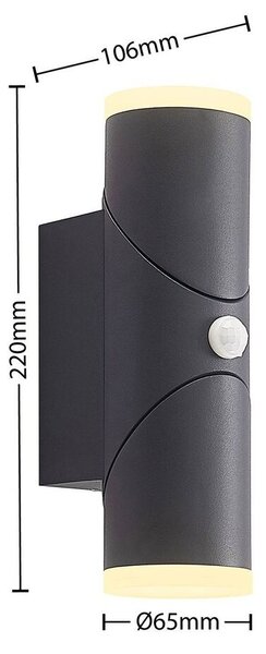 Lindby - Aspyn 2 Outdoor Wall Lamp w/Sensor Dark Grey Lindby