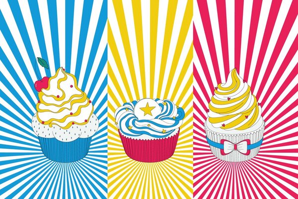 Αυτοκόλλητη ταπετσαρία ποπ αρτ cupcakes