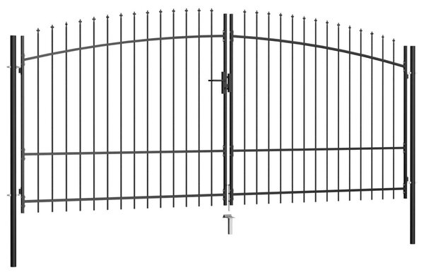 Πόρτα Περίφραξης Διπλή με Λόγχες 400 x 225 εκ. - Μαύρο