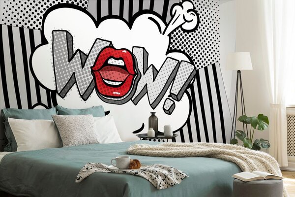 Αυτοκόλλητη ταπετσαρία στυλάτος γκρι pop art - WOW!