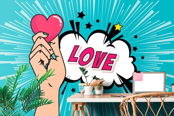 Αυτοκόλλητη ταπετσαρία με pop art σχέδιο - LOVE