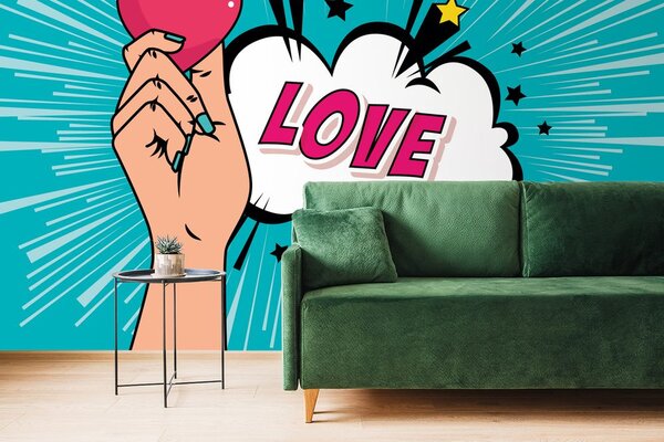 Αυτοκόλλητη ταπετσαρία με pop art σχέδιο - LOVE