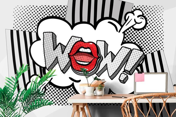 Αυτοκόλλητη ταπετσαρία στυλάτος γκρι pop art - WOW!