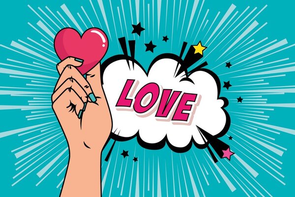 Αυτοκόλλητη ταπετσαρία με pop art σχέδιο - LOVE