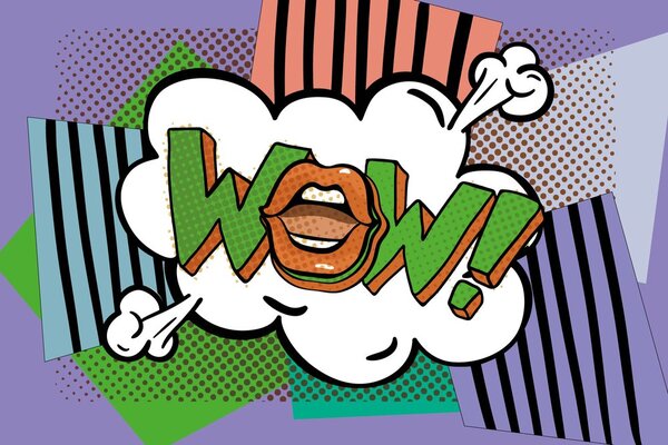Αυτοκόλλητη ταπετσαρία μοδάτο μωβ ποπ αρτ - WOW!