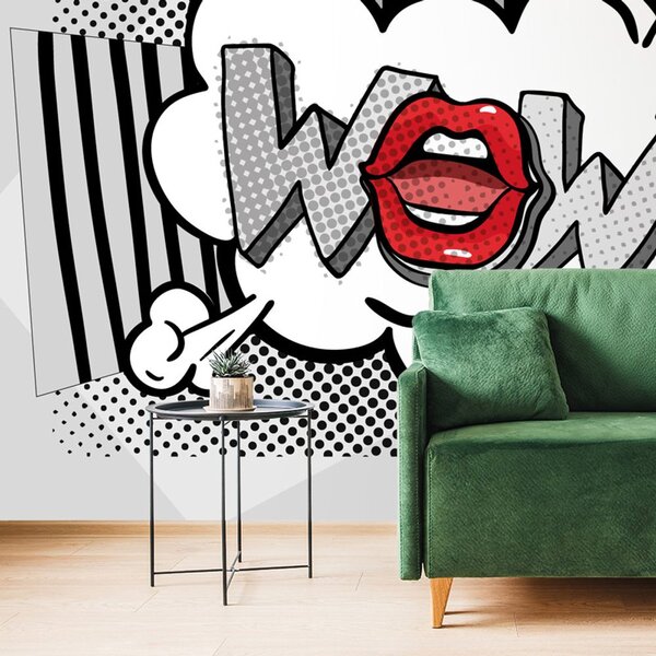 Αυτοκόλλητη ταπετσαρία στυλάτος γκρι pop art - WOW!