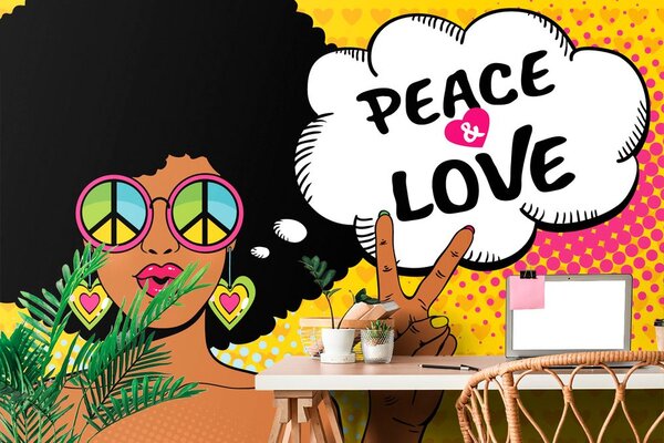 Αυτοκόλλητη ταπετσαρία ζωή σε ειρήνη - PEACE & LOVE