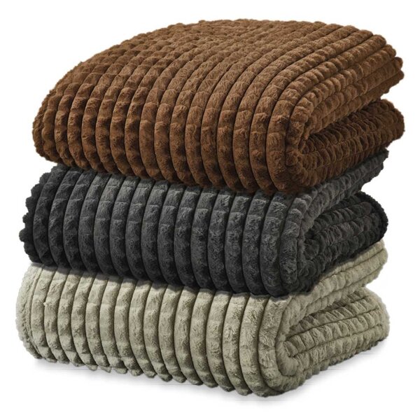Κουβέρτα Fleece Υπέρδιπλη Με Γουνάκι (220x240) Whitegg KB130 1-Brown