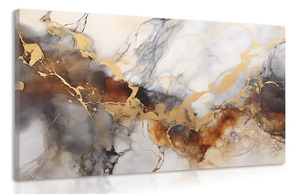 Πίνακας σε καμβά καφέ-γκρι μάρμαρο