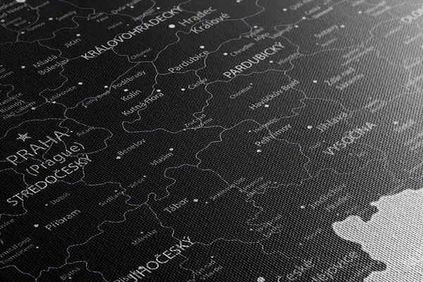 Πίνακας σε καμβά μοντέρνος ασπρόμαυρος χάρτης της Τσεχίας