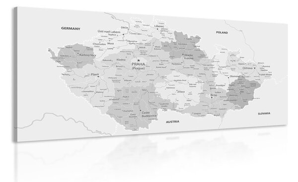 Πίνακας σε καμβά κομψός γκρι χάρτης της Τσεχίας