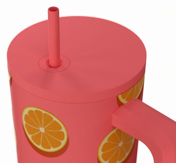 Κούπα Θερμός Με Λαβή & Καλαμάκι 900ml Estia Save The Aegean Tumbler Orange Pop 01-41595