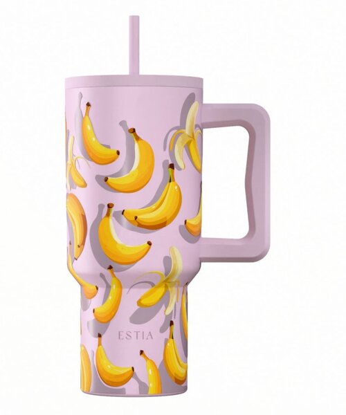 Κούπα Θερμός Με Λαβή & Καλαμάκι 900ml Estia Save The Aegean Tumbler Banana Mood 01-41601