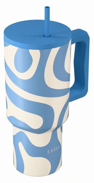 Κούπα Θερμός Με Λαβή & Καλαμάκι 900ml Estia Save The Aegean Tumbler Ocean Waves 01-41571