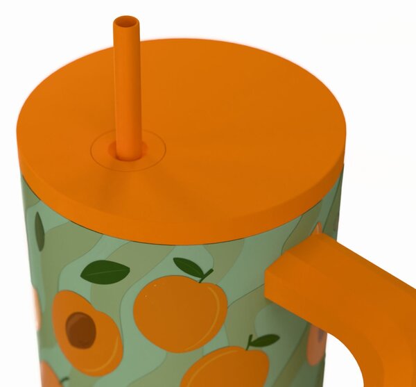 Κούπα Θερμός Με Λαβή & Καλαμάκι 900ml Estia Save The Aegean Tumbler Peach Garden 01-41632