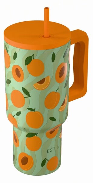 Κούπα Θερμός Με Λαβή & Καλαμάκι 900ml Estia Save The Aegean Tumbler Peach Garden 01-41632