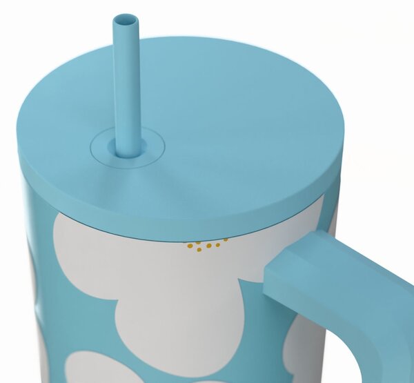 Κούπα Θερμός Με Λαβή & Καλαμάκι 900ml Estia Save The Aegean Tumbler Blue Daisy 01-41618