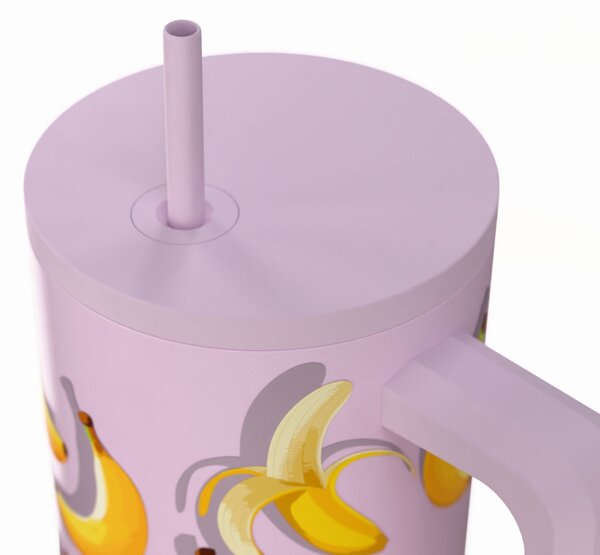 Κούπα Θερμός Με Λαβή & Καλαμάκι 900ml Estia Save The Aegean Tumbler Banana Mood 01-41601