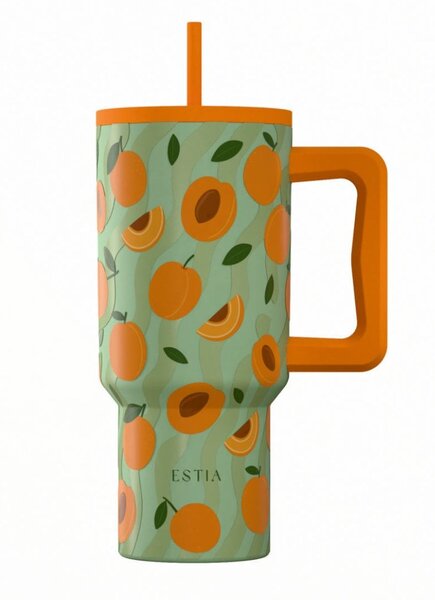 Κούπα Θερμός Με Λαβή & Καλαμάκι 900ml Estia Save The Aegean Tumbler Peach Garden 01-41632
