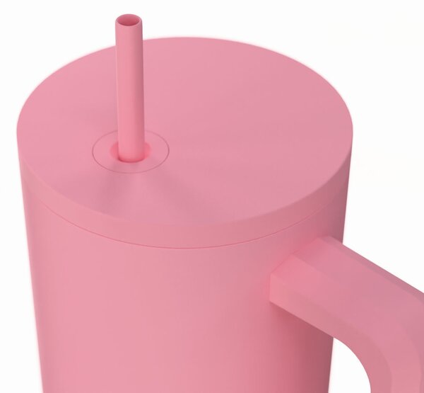 Κούπα Θερμός Με Λαβή & Καλαμάκι 900ml Estia Save The Aegean Tumbler Rose 01-41526