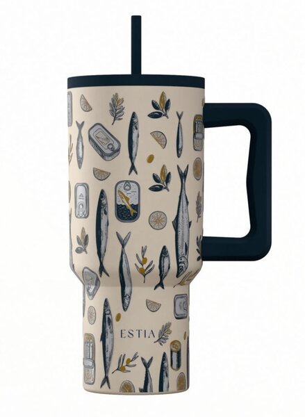 Κούπα Θερμός Με Λαβή & Καλαμάκι 900ml Estia Save The Aegean Tumbler Salt Life 01-41557