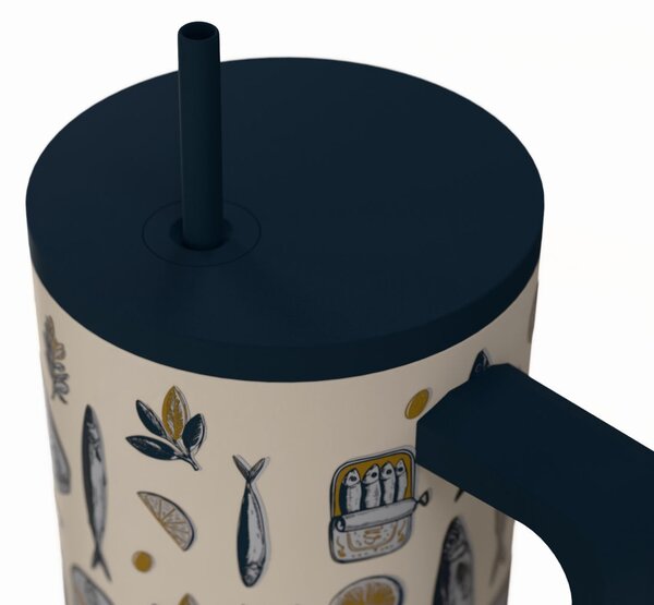 Κούπα Θερμός Με Λαβή & Καλαμάκι 900ml Estia Save The Aegean Tumbler Salt Life 01-41557