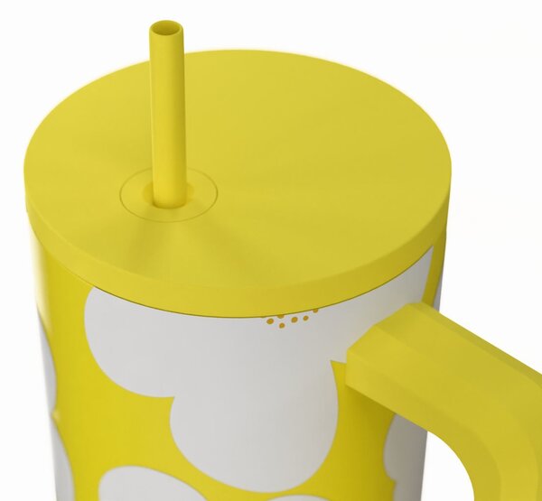 Κούπα Θερμός Με Λαβή & Καλαμάκι 900ml Estia Save The Aegean Tumbler Yellow Daisy 01-41625