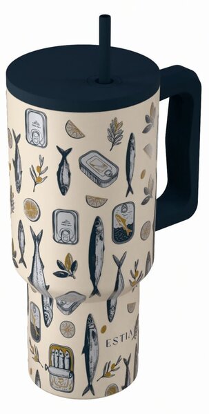 Κούπα Θερμός Με Λαβή & Καλαμάκι 900ml Estia Save The Aegean Tumbler Salt Life 01-41557