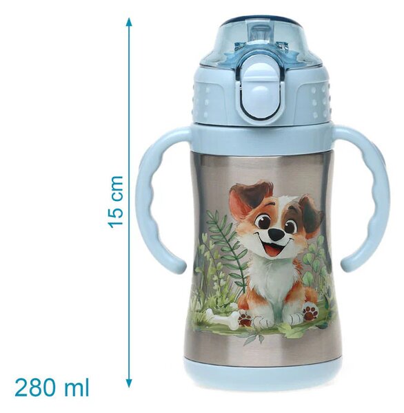 Παγούρι - Θερμός 280ml Με Καλαμάκι Kiokids Σκυλάκι 6446