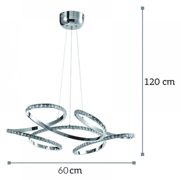 InLight Κρεμαστό φωτιστικό LED 85W 4000K από χρώμιο αλουμίνιο και κρύσταλλα D:60cm (6181-Χρώμιο)