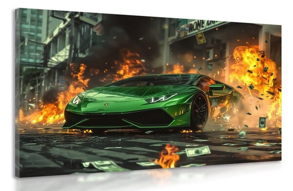 Πίνακας σε καμβά πράσινη Lamborghini Huracán
