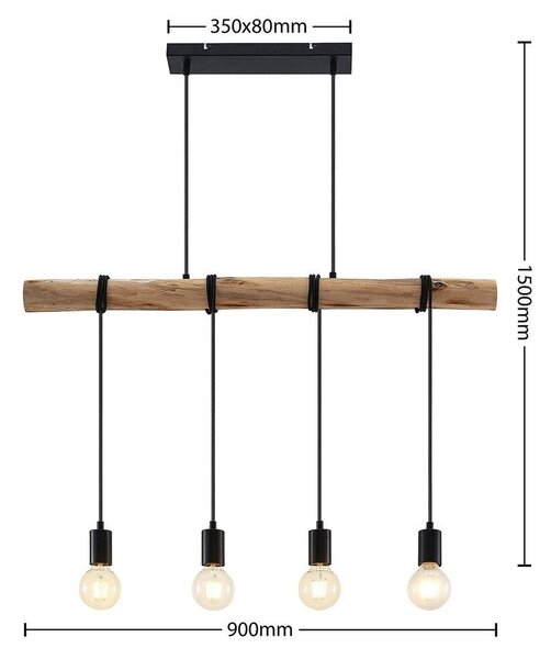 Lindby - Ferris 4 Pendant Wood/Black Lindby