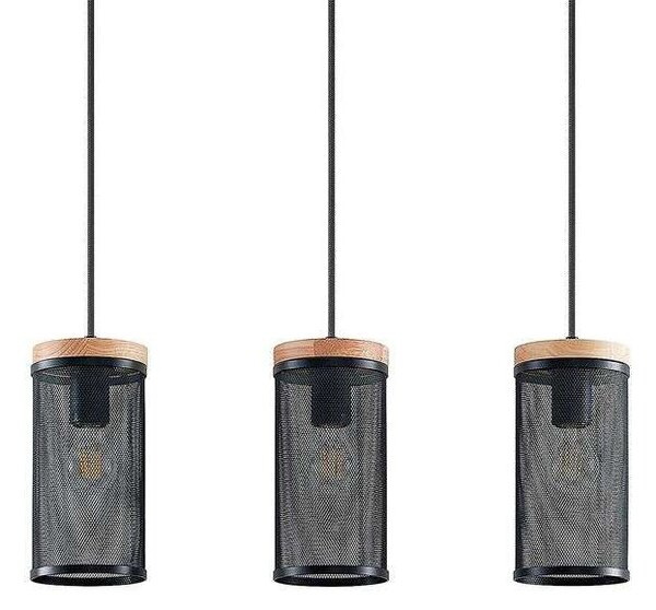 Lindby - Kiriya 3 Pendant Black/Wood Lindby