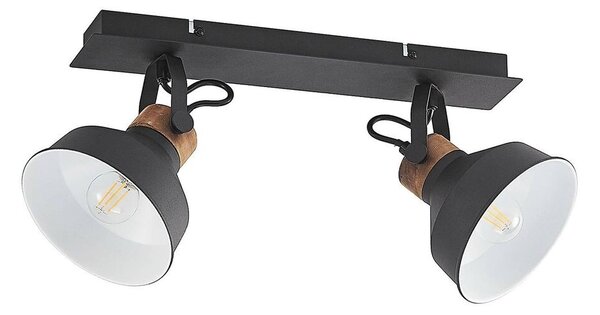 Lindby - Nefeli 2 Ceiling Lamp Black/Wood Lindby