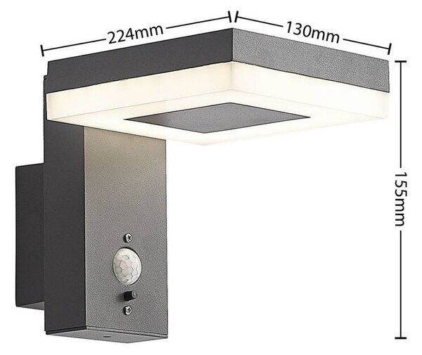 Lindby - Laira Solar Cell Wall Lamp w/Sensor Anthracite Lindby