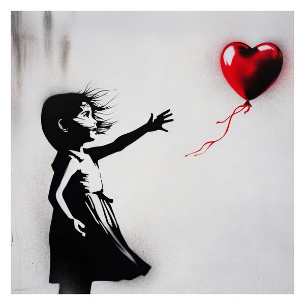 Πίνακας σε καμβά καρδιά στον άνεμο street art