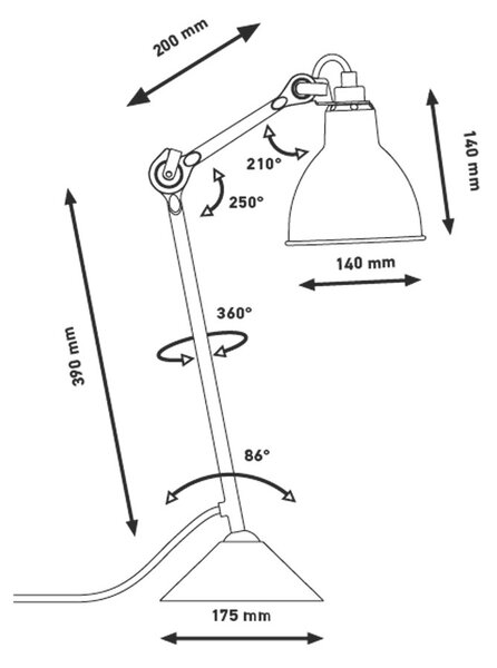 Lampe Gras - 205 Επιτραπέζιο φωτιστικό Μαύρο/Μπλε Lampe Gras