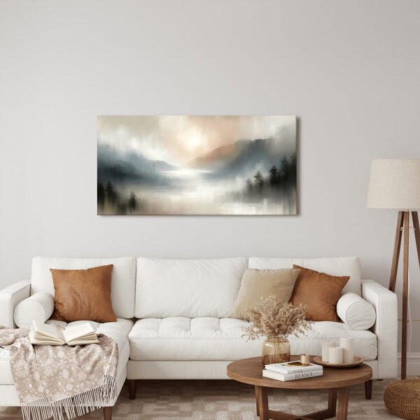 Πίνακας σε καμβά ήσυχη κοιλάδα στην ομίχλη