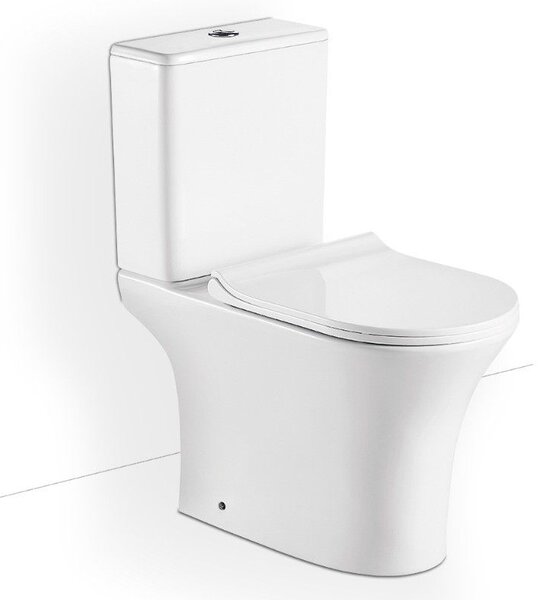 Bianco Ceramica Aida 65 Rimless Λεκάνη Δαπέδου Χαμηλής Πίεσης Λευκή Με Slim Soft Close Κάλυμα