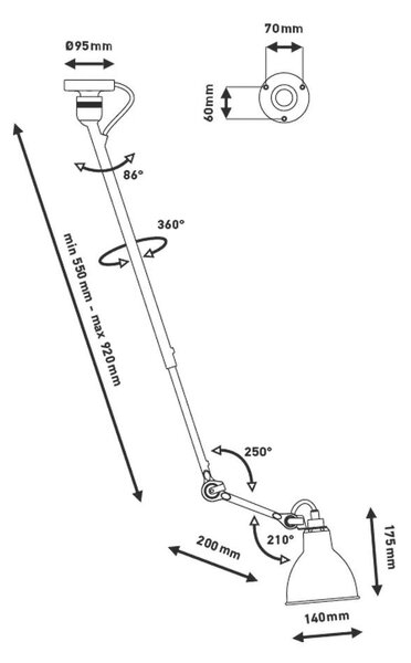 Lampe Gras - 302 Φωτιστικό οροφής Κόκκινο Lampe Gras