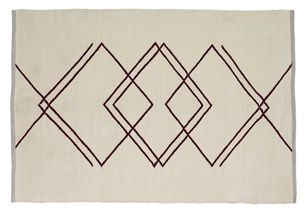 Hübsch - Rhomb Rug 120x180 Λευκό/Burgundy Hübsch