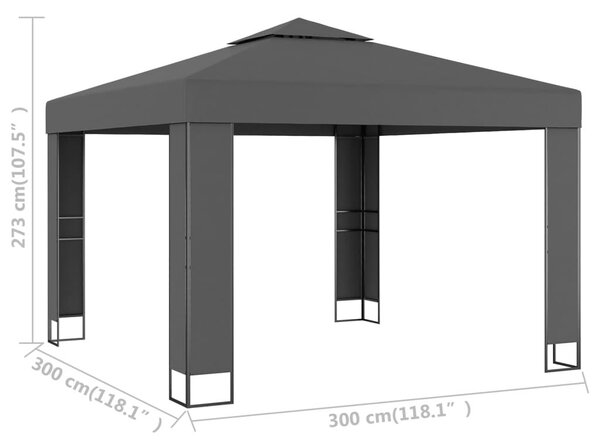 Κιόσκι με Διπλή Οροφή Ανθρακί 3 x 3 μ. - Ανθρακί