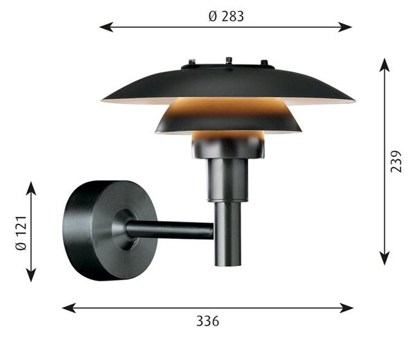 Louis Poulsen - PH 3-2½ Φωτιστικό τοίχου Μαύρο Louis Poulsen