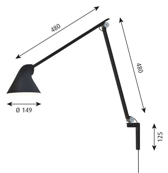 Louis Poulsen - NJP Φωτιστικό τοίχου Long Arm Μαύρο Louis Poulsen