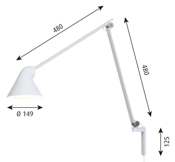 Louis Poulsen - NJP Φωτιστικό τοίχου Long Arm Λευκό Louis Poulsen