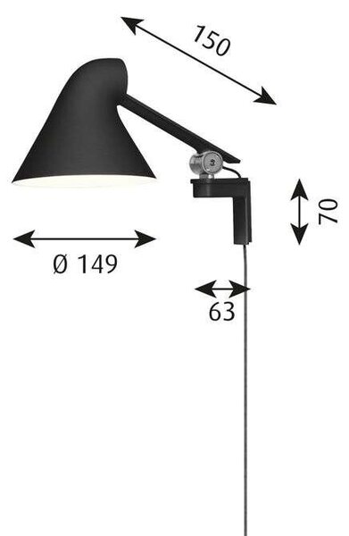 Louis Poulsen - NJP Φωτιστικό τοίχου Short Arm Μαύρο Louis Poulsen