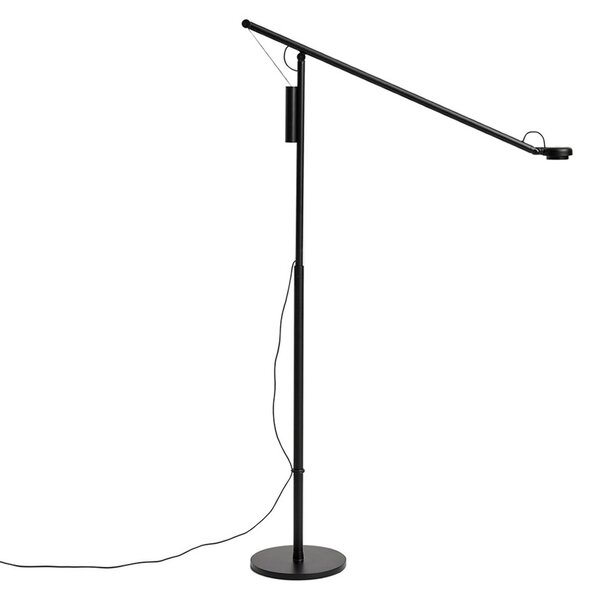 HAY Λάμπα δαπέδου LED Fifty-Fifty, μαύρη, ύψος 135 εκ., με ρυθμιστή έντασης, ρυθμιζόμενος, Μαύρο, Σαλόνι / τραπεζαρία, Αλουμίνιο, σχεδιασμός
