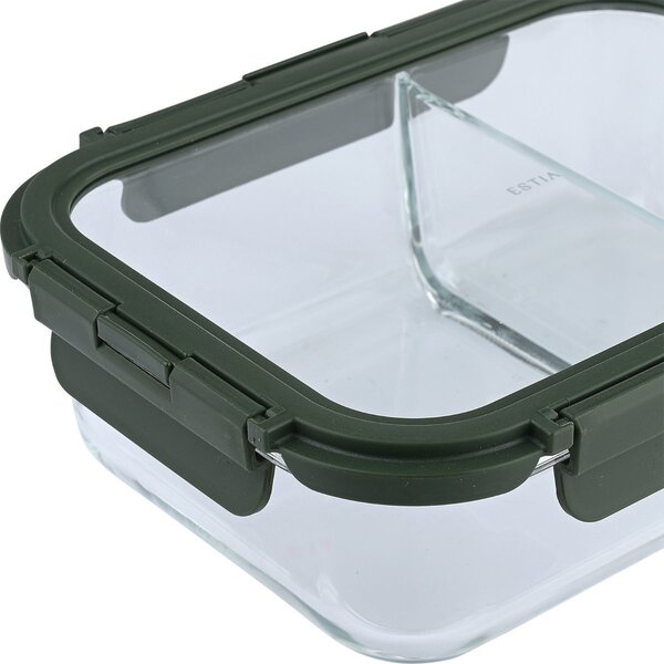 Φαγητοδοχείο Με Χωρίσματα 1.46lt (19.8x14.8x5.9) Estia Click & Seal Olive 01-39639