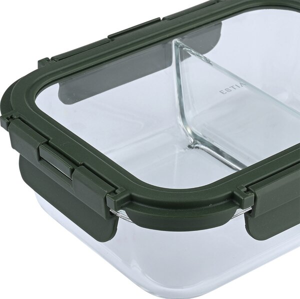 Φαγητοδοχείο Με Χωρίσματα 1.03lt (19.8x14.8x5.9) Estia Click & Seal Olive 01-39622