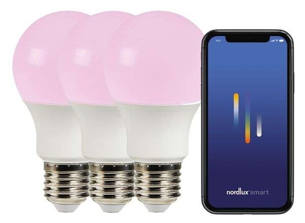 Nordlux - Λαμπτήρας Smart Colour 8W (806lm) 2200-6500K Dim. Λευκό 3-pack E27 Nordlux